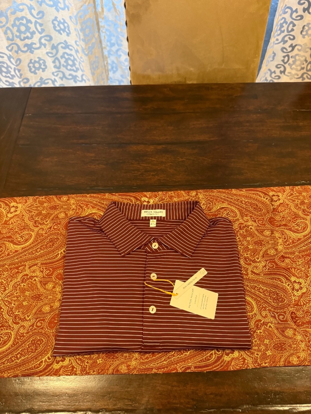 Peter Millar Men's XL Maroon 3 Striped Performance Jersey Polo MSRP $140